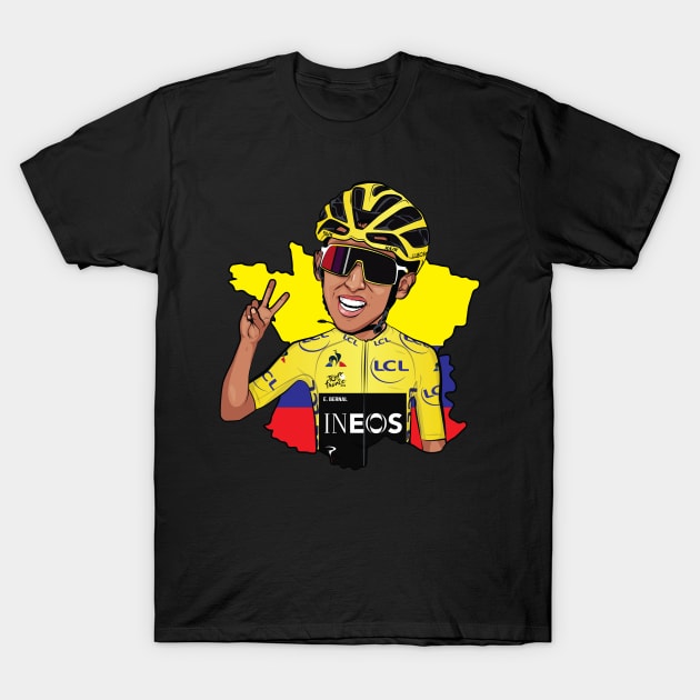 Egan Bernal Tour De France 2019 Champion T-Shirt by portraiteam